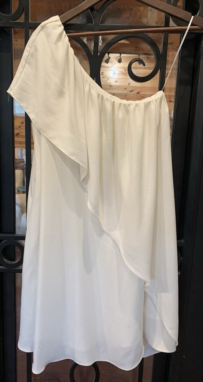 Trina Turk White Satisfied One Shoulder Dress Cocktail Mini Dress M